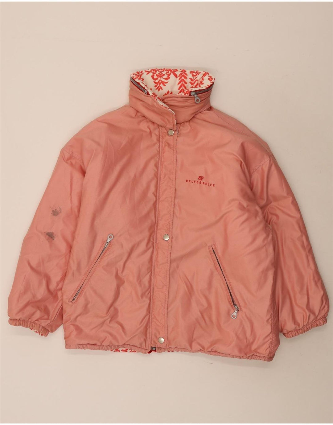 Giacca reversibile oversize con cappuccio Belfe & da donna IT 42 Rosso medio floreale