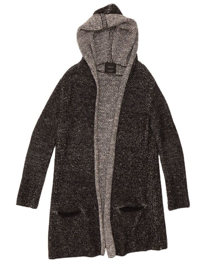 Maglione cardigan aperto con cappuccio lungo da donna Zara UK 14 medio nero