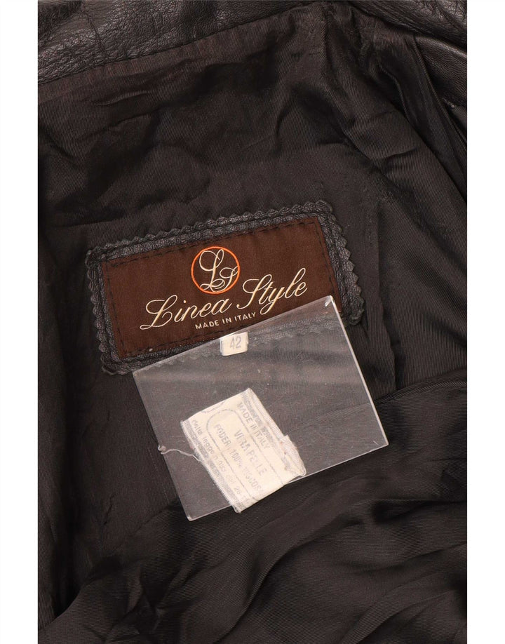 Cappotto in pelle vintage da donna IT 42 medio nero