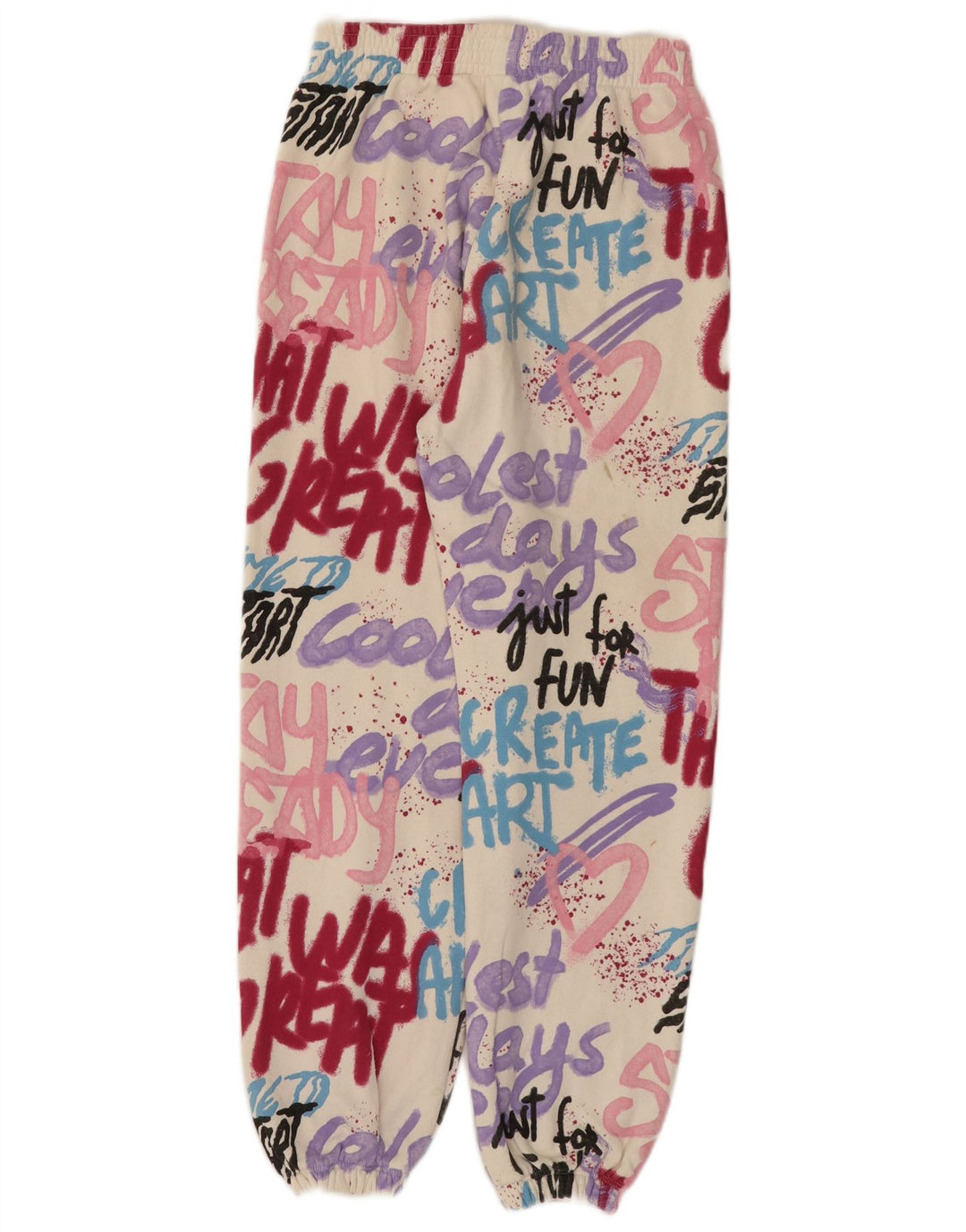Pantaloni da tuta con grafica ZARA per ragazze 13-14 anni in cotone bianco sporco