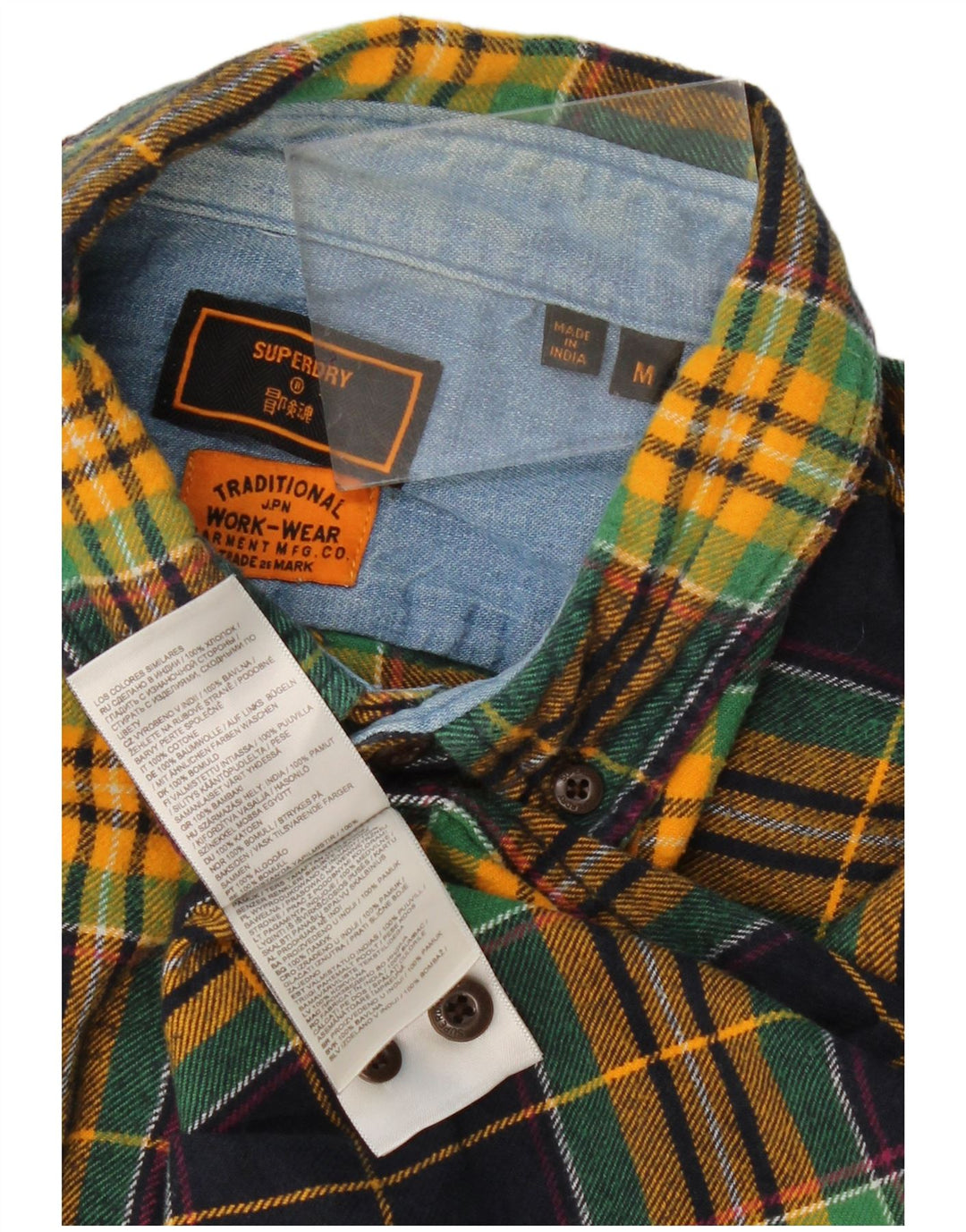 Camicia da uomo in flanella a quadri Superdry in cotone scozzese medio multicolore