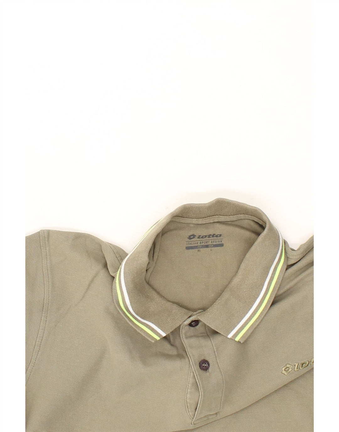 LOTTO Mens Polo Shirt XL Khaki Cotton Vintage Lotto and Second-Hand Lotto from Messina Hembry 