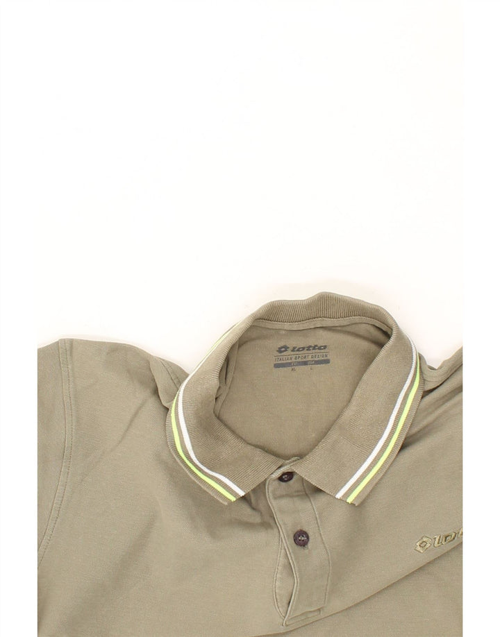 LOTTO Mens Polo Shirt XL Khaki Cotton Vintage Lotto and Second-Hand Lotto from Messina Hembry 