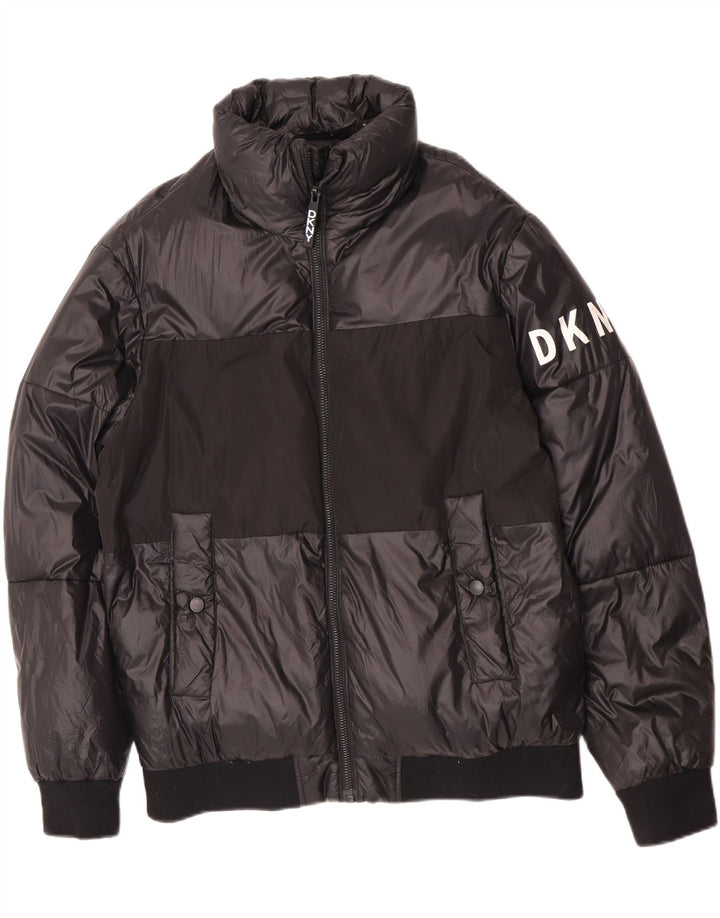 Giacca imbottita grafica da uomo Dkny UK 38 nylon color block nero medio