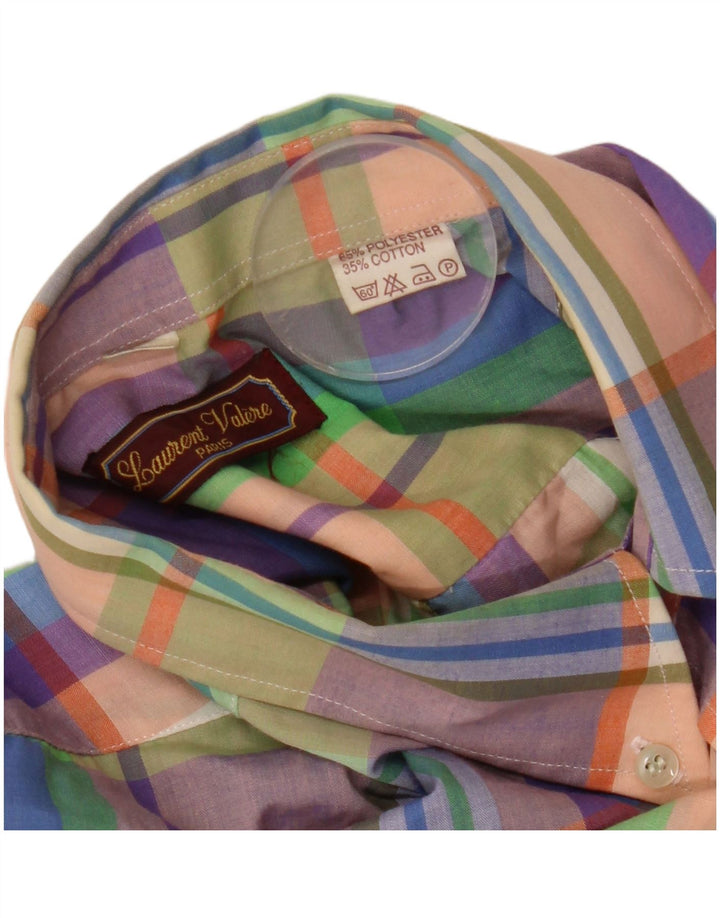 Camicia a quadri vintage da uomo in poliestere a quadri multicolore medio