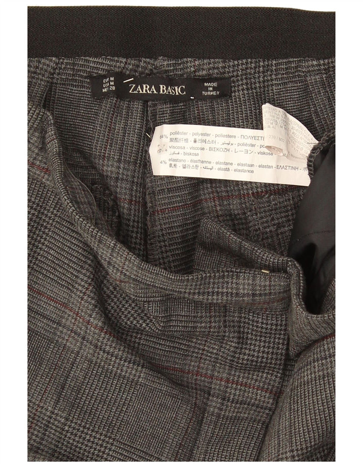 Pantaloni chino slim da donna Zara medi W32 L26 poliestere a quadri grigi