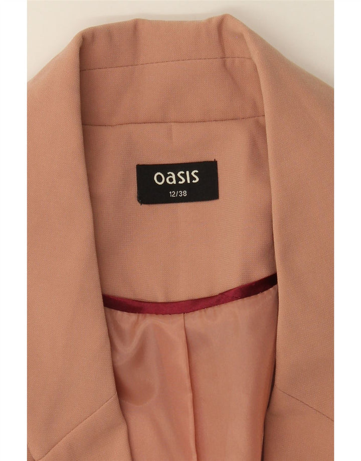 OASIS Womens 3/4 Sleeve 1 Button Blazer Jacket UK 12 Medium Pink Polyester Vintage Oasis and Second-Hand Oasis from Messina Hembry 