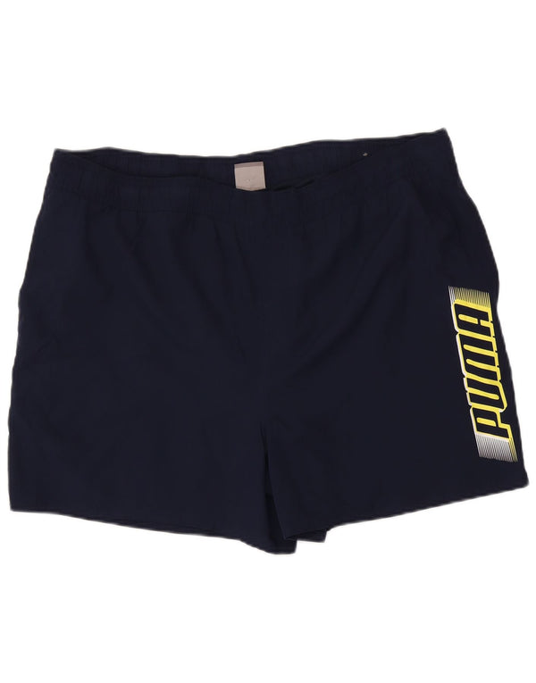 Pantaloncini sportivi grafici da uomo Puma XL blu navy in poliestere