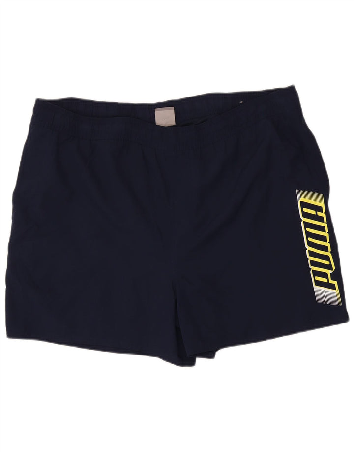 Pantaloncini sportivi grafici da uomo Puma XL blu navy in poliestere
