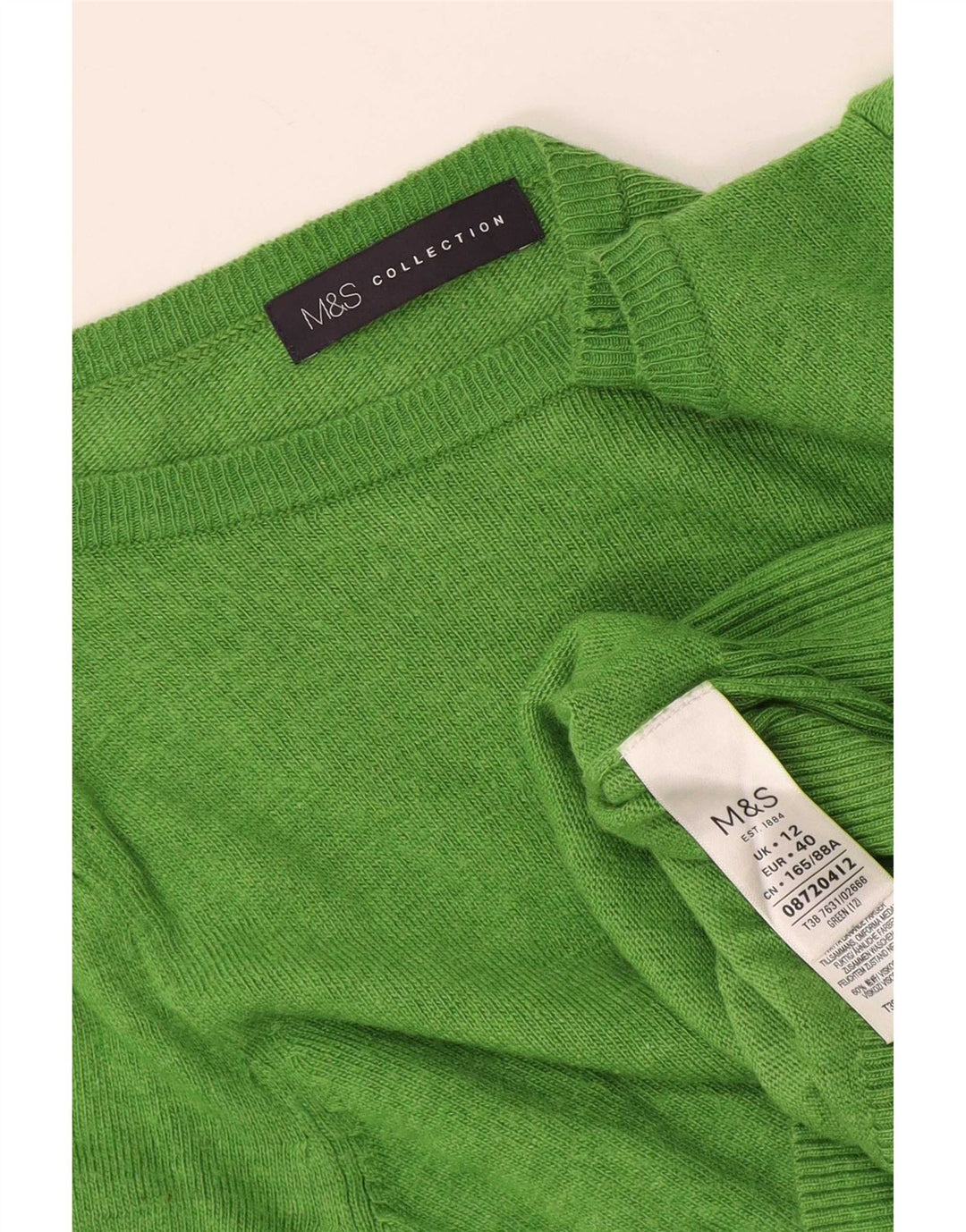Maglione da donna Marks & Spencer con scollo a barca UK 12 Viscosa verde medio