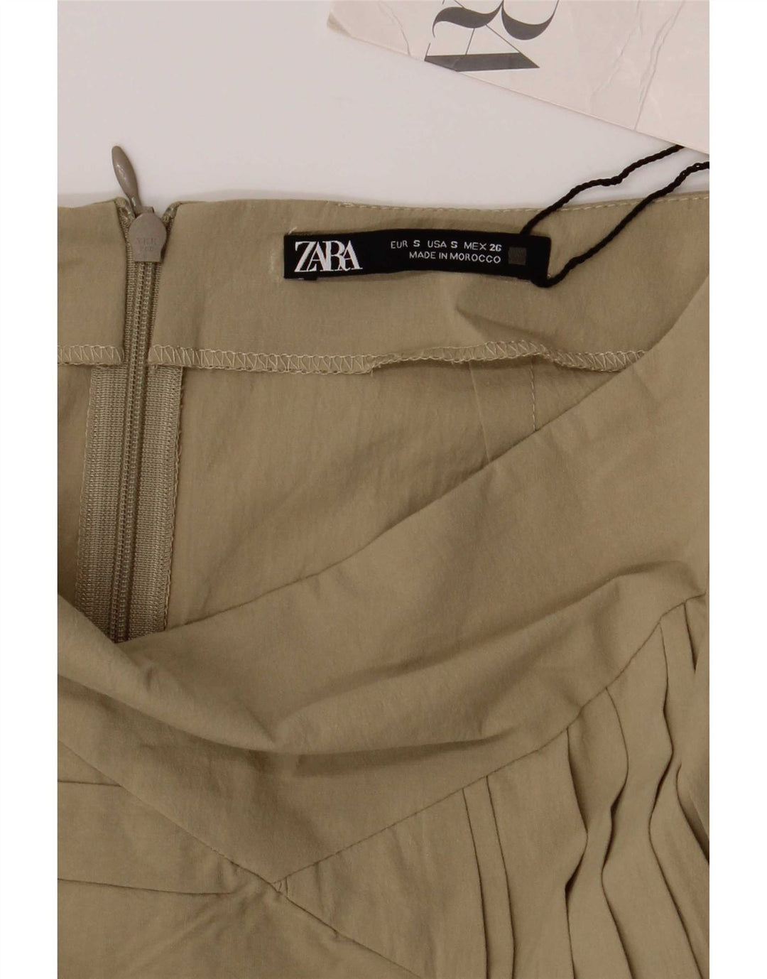 Minigonna Zara da donna piccola W26 cotone kaki