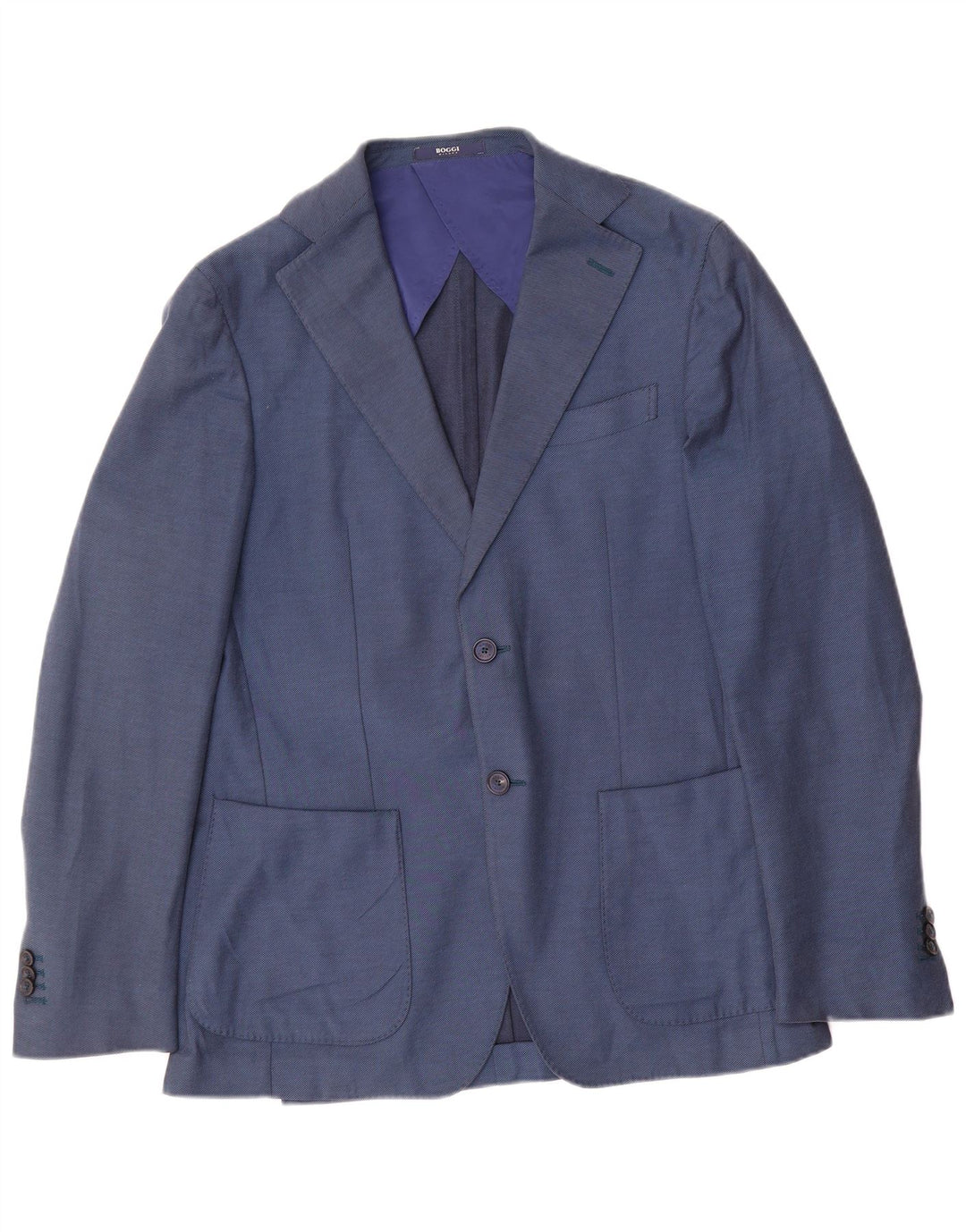 Boggi Giacca blazer da uomo vestibilità regolare a 2 bottoni IT 48 Blu medio Cotone