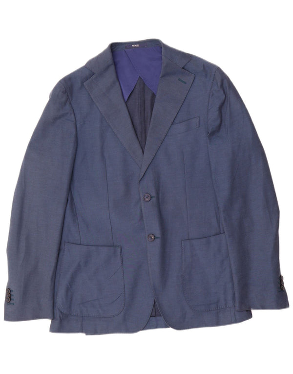 Boggi Giacca blazer da uomo vestibilità regolare a 2 bottoni IT 48 Blu medio Cotone