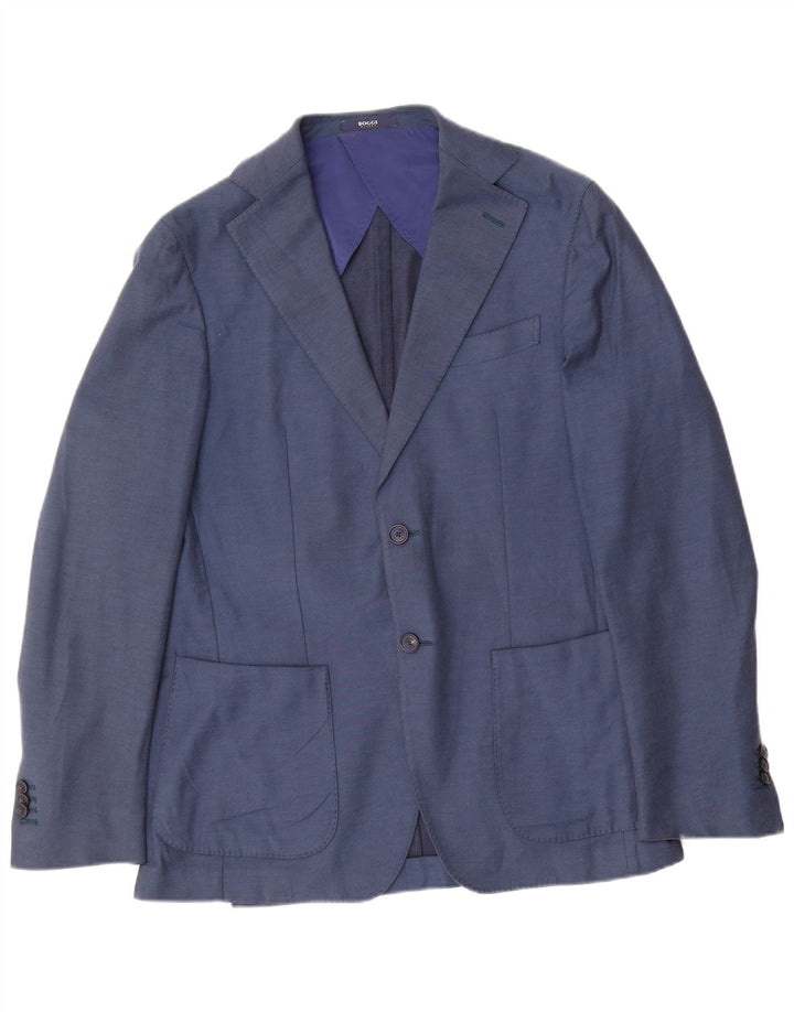 Boggi Giacca blazer da uomo vestibilità regolare a 2 bottoni IT 48 Blu medio Cotone