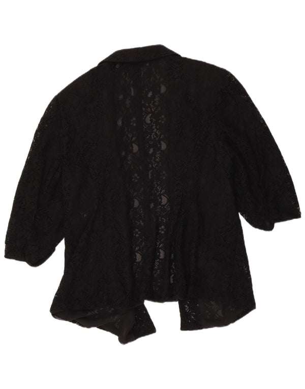 Top cardigan in pizzo con maniche a 3/4 da donna Marks & Spencer UK 20 2XL Nero floreale