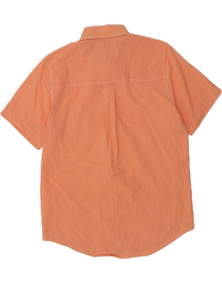 CHAPS Mens Short Sleeve Shirt Medium Orange Check Cotton Vintage Chaps and Second-Hand Chaps from Messina Hembry 