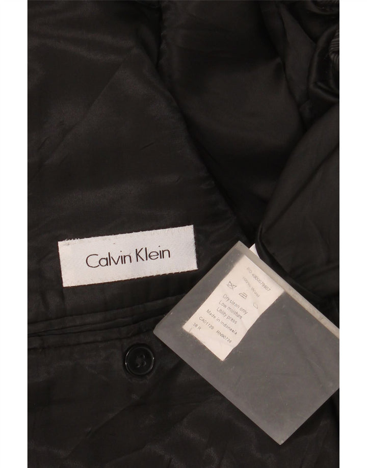 Giacca blazer a 2 bottoni da uomo Calvin Klein UK 38 lana nera media