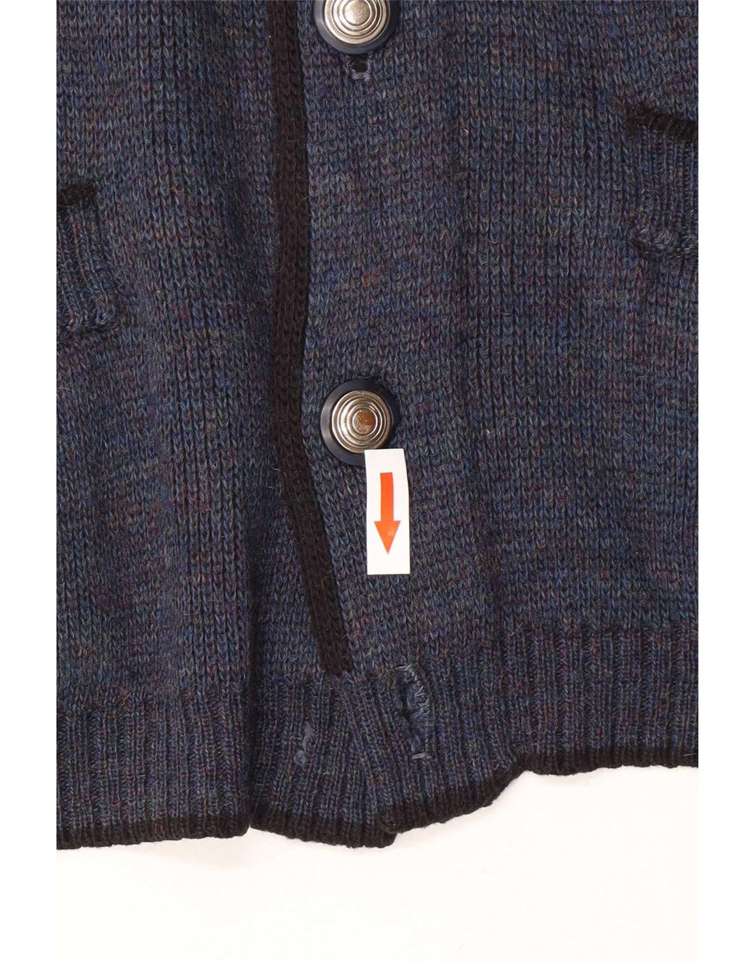 Maglione cardigan da uomo vintage medio blu navy screziato