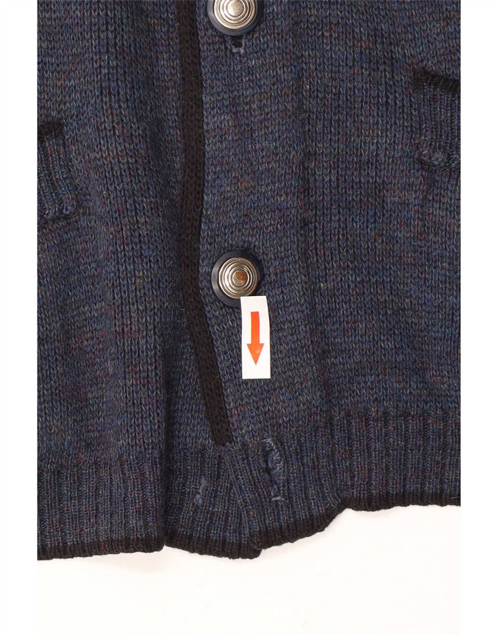 Maglione cardigan da uomo vintage medio blu navy screziato