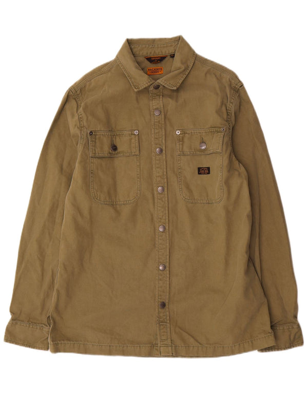 Camicia overshirt da uomo Superdry grande in cotone kaki