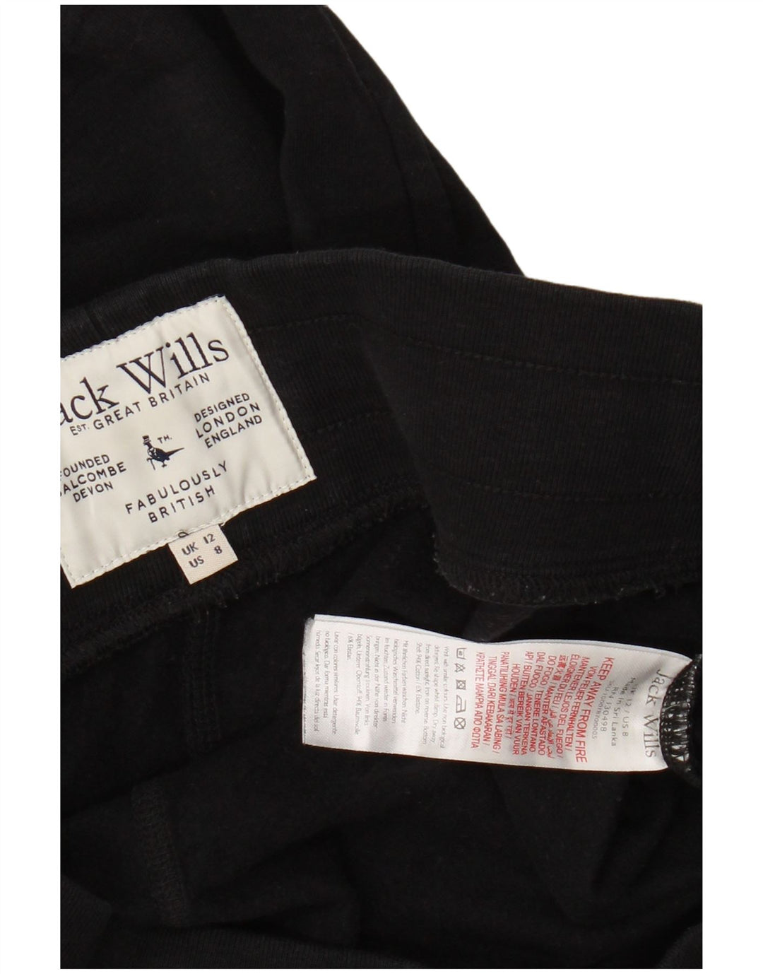 JACK WILLS Pantaloni da tuta con grafica da donna Joggers UK 12 Medio Nero