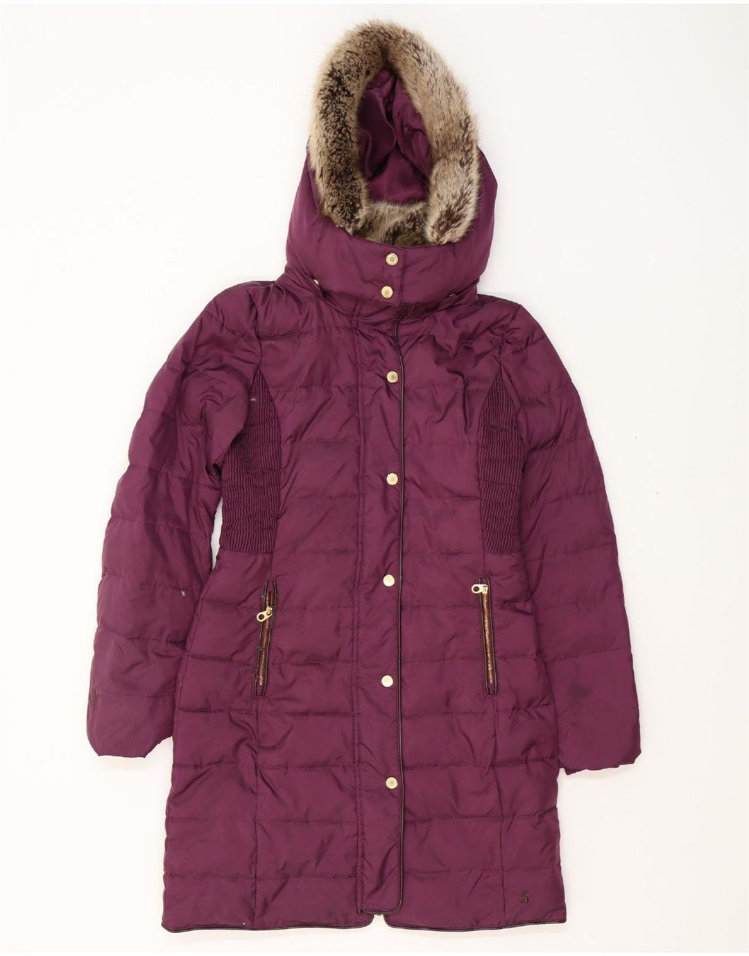 JOULES Cappotto imbottito oversize con cappuccio da donna UK 8 piccolo poliestere viola