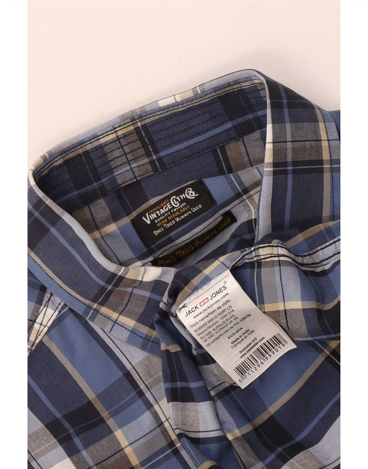 Camicia da uomo Jack & Jones XL in cotone a quadri blu
