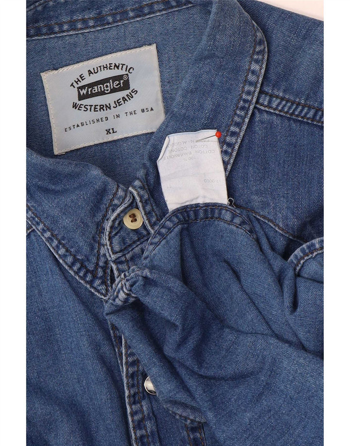 Camicia di jeans western da uomo Wrangler XL in cotone blu