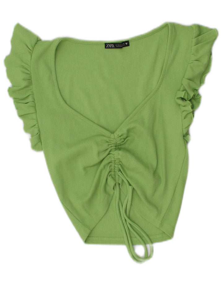 Top corto in camicetta corta da donna Zara UK 12 verde medio