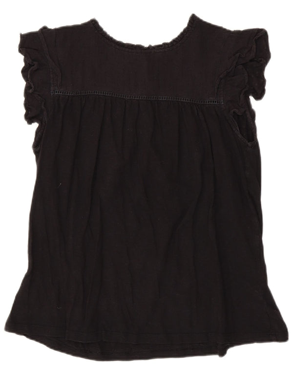 Fat Face Womens Blouse Top UK 14 Large Black Cotton