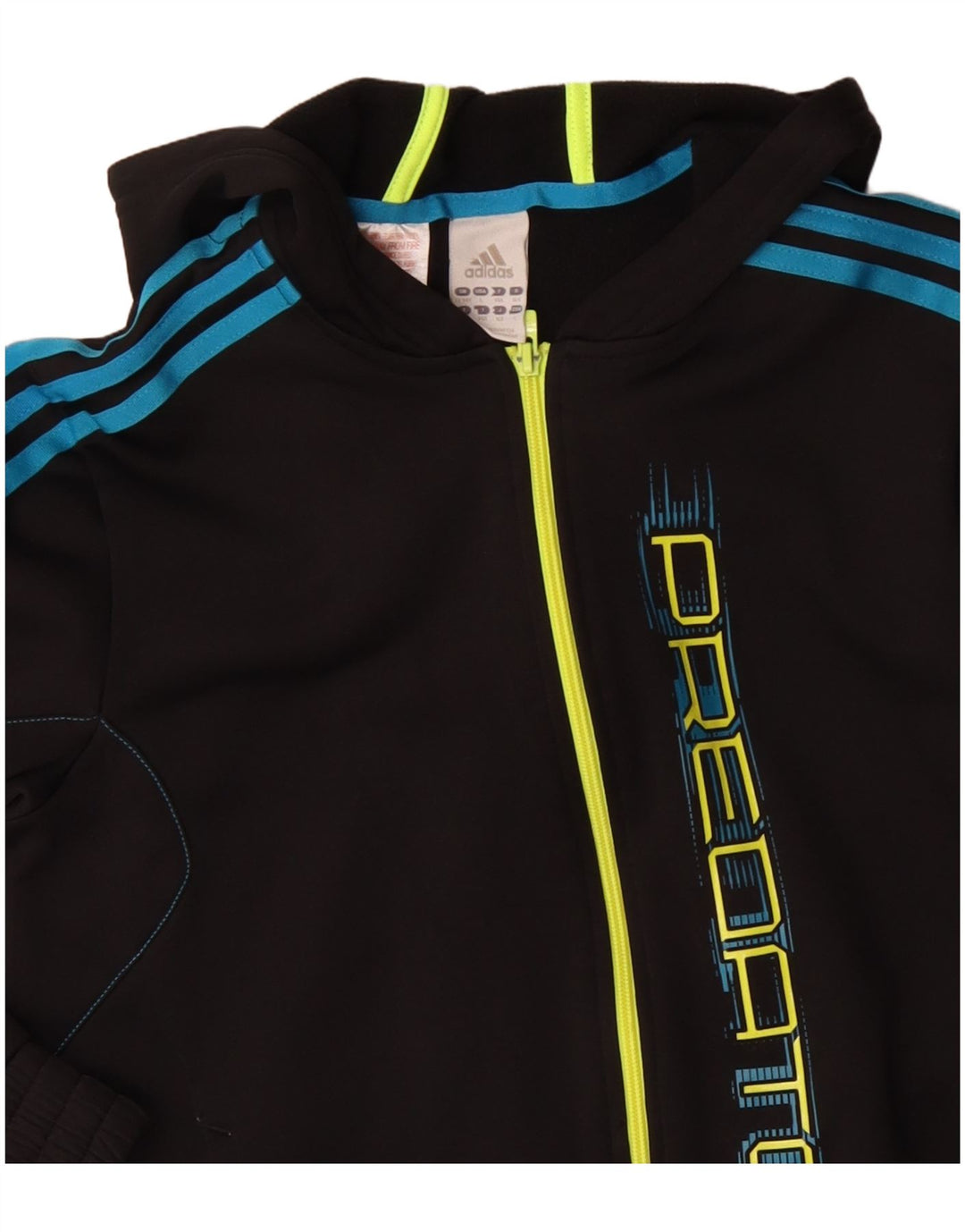 Felpa con cappuccio con zip grafica Adidas Predator da ragazzo 13-14 anni in poliestere nero