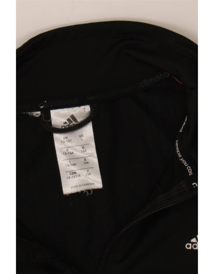 ADIDAS Girls Tracksuit Top Jacket 13-14 Years Black Polyester Vintage Adidas and Second-Hand Adidas from Messina Hembry 