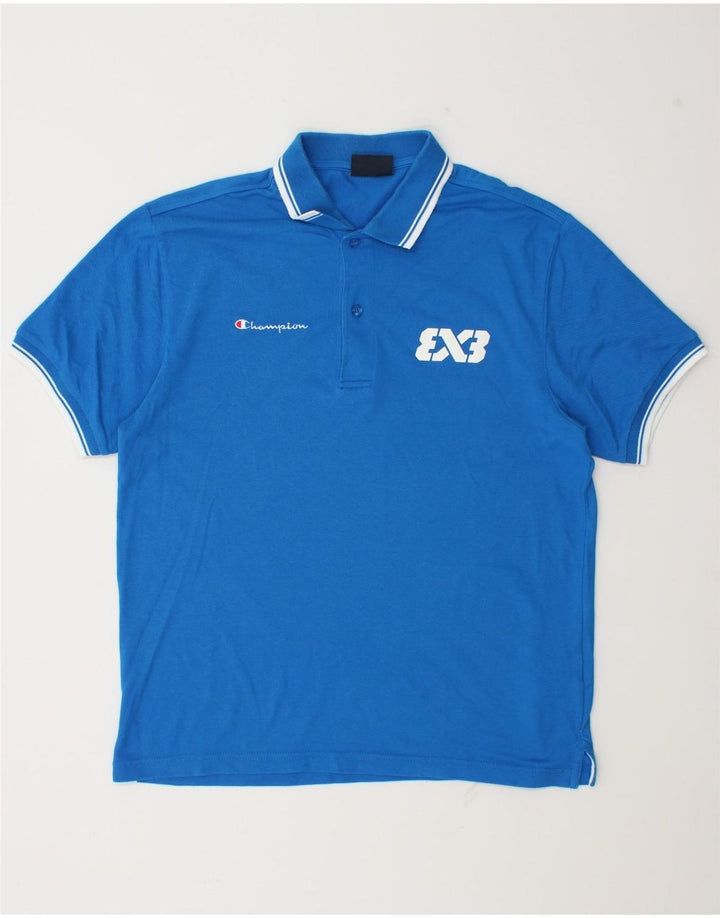 Polo grafica da uomo Champion in cotone blu medio