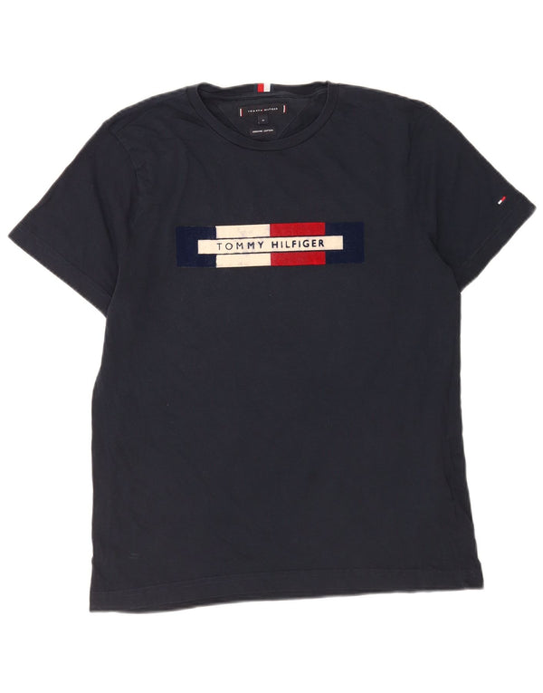 T-shirt grafica da uomo Tommy Hilfiger Top in cotone blu navy medio