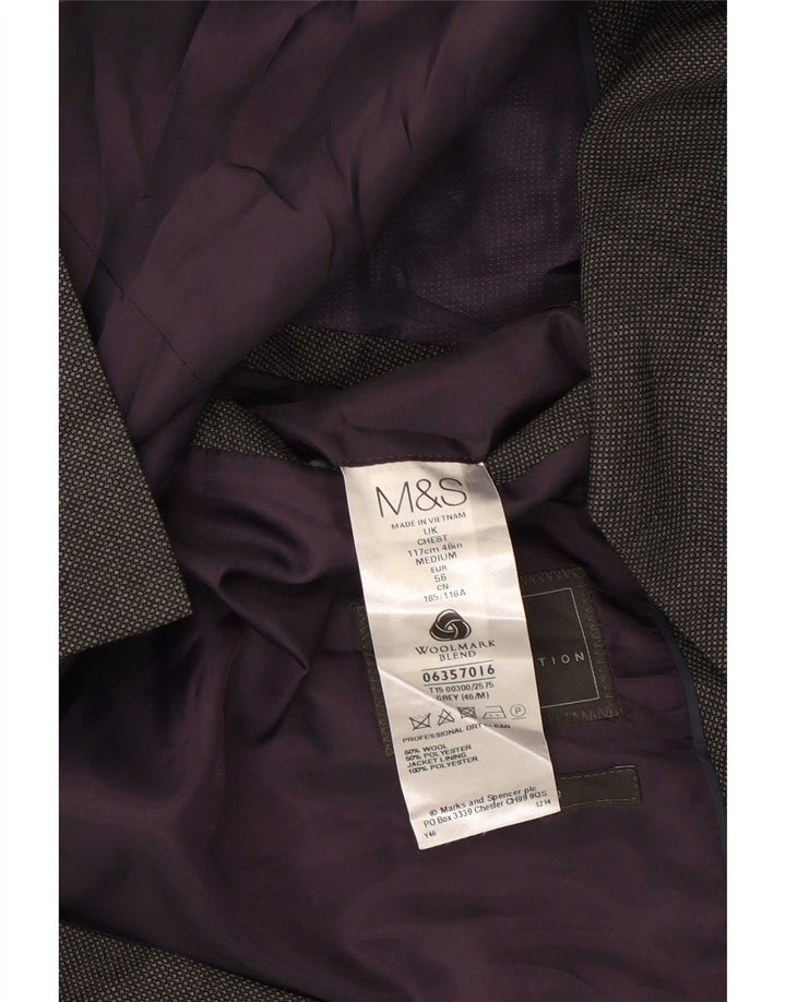 Giacca blazer a 2 bottoni da uomo Marks & Spencer UK 46 XL lana grigia