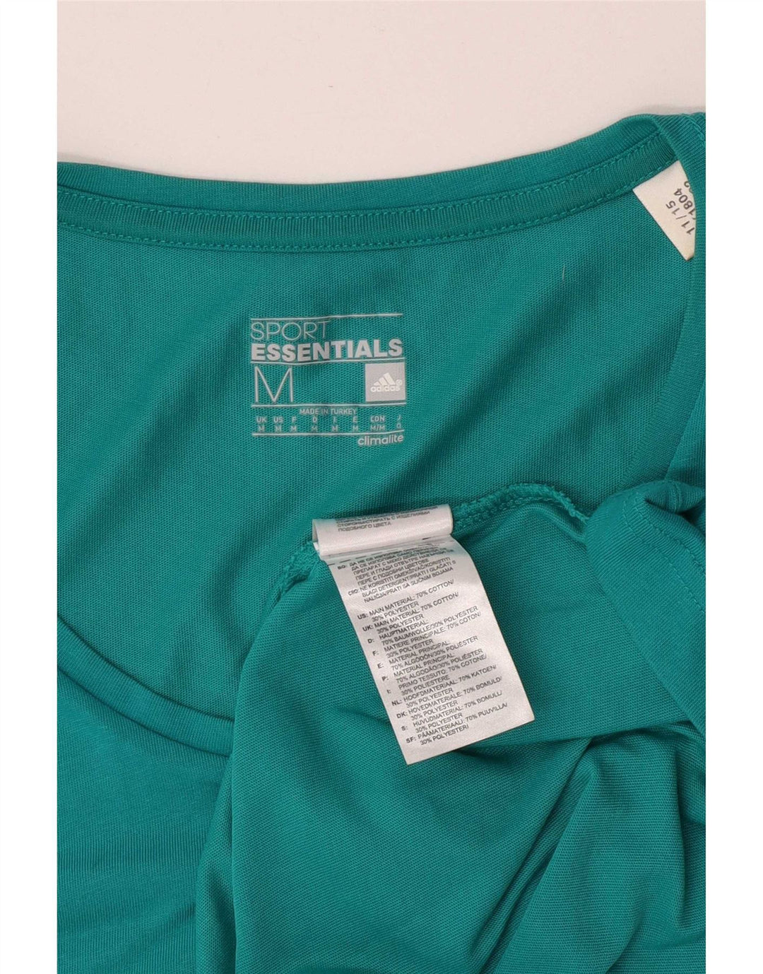 Canottiera grafica Adidas Climalite da uomo, cotone medio turchese