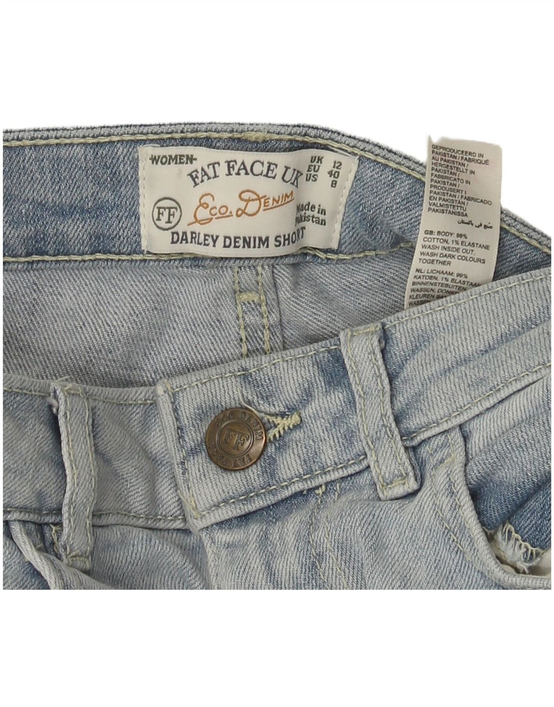 Pantaloncini di jeans da donna Fat Face UK 12 medi W30 cotone blu