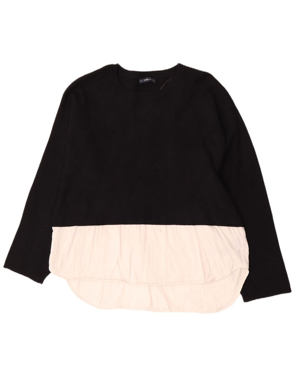 Maglione Zara da donna con scollo a barca UK 14 blocco colore nero medio