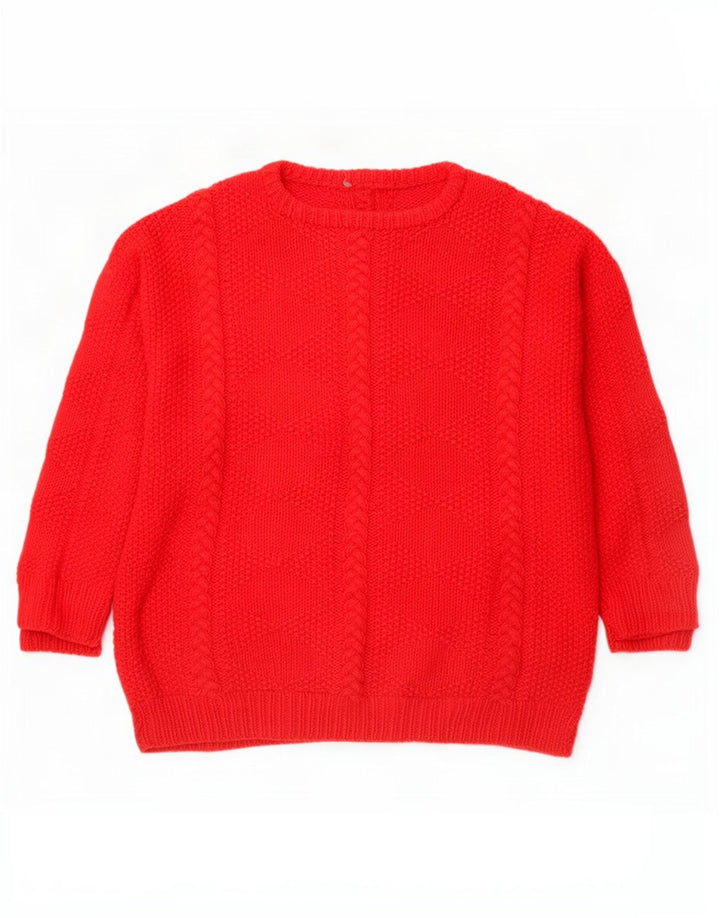 Maglione maglione girocollo da donna vintage UK 16 grande rosso