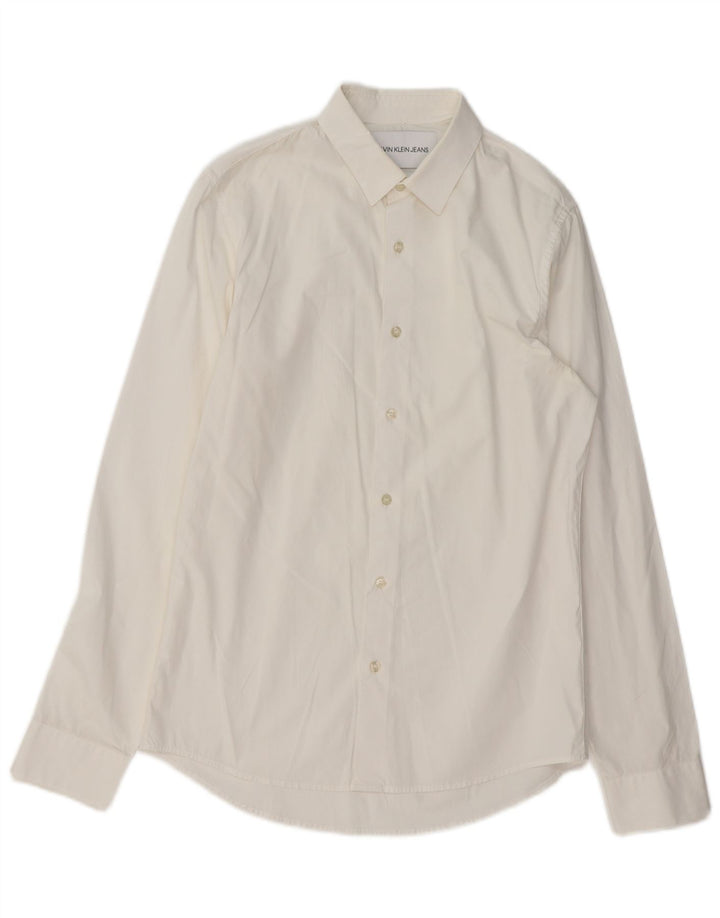 CALVIN KLEIN JEANS Camicia slim fit da uomo piccola bianca