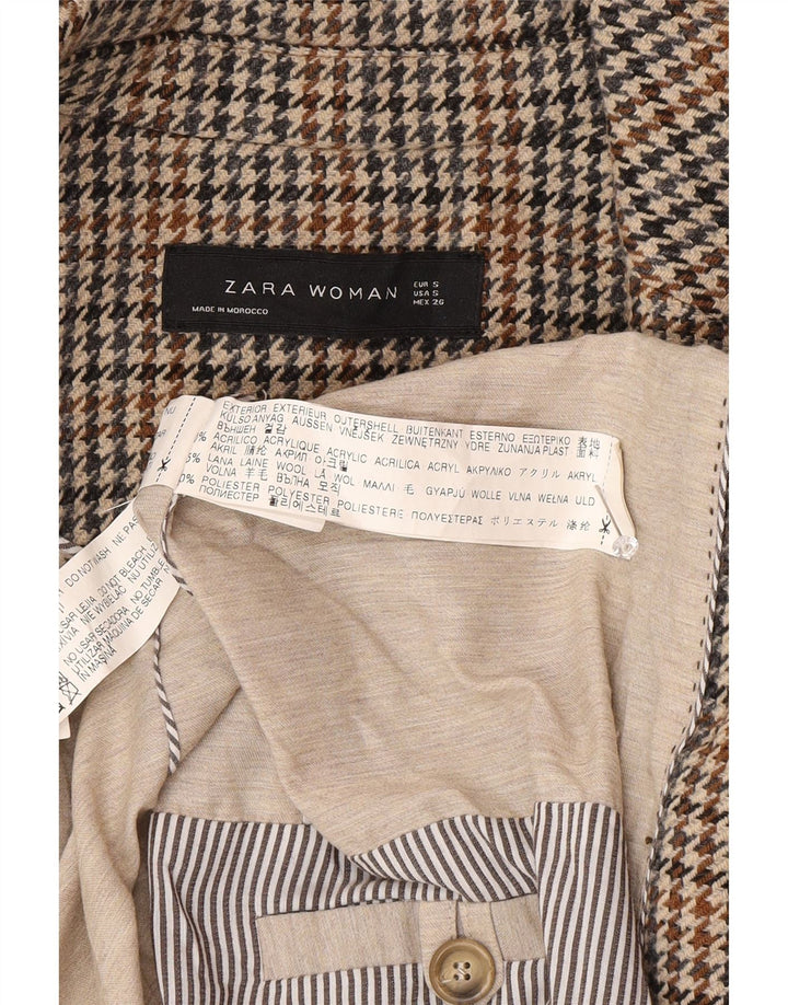 Giacca blazer doppiopetto da donna Zara UK 10 piccolo pied de poule grigio