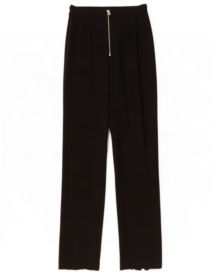 Pantaloni da abito dritti vintage da donna IT 42 medi W28 L32 lana nera