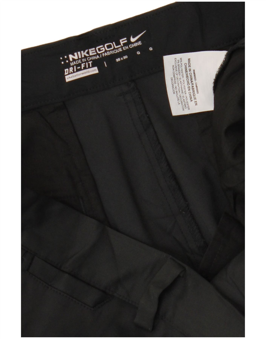Pantaloni chino dritti Nike Dri Fit da uomo W35 L30 poliestere nero