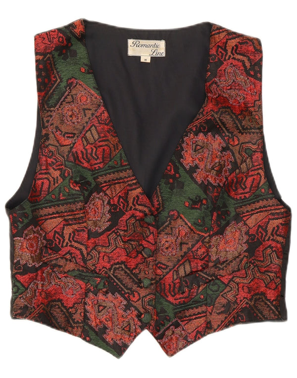 Gilet da donna vintage UK 12 Poliestere patchwork multicolore medio