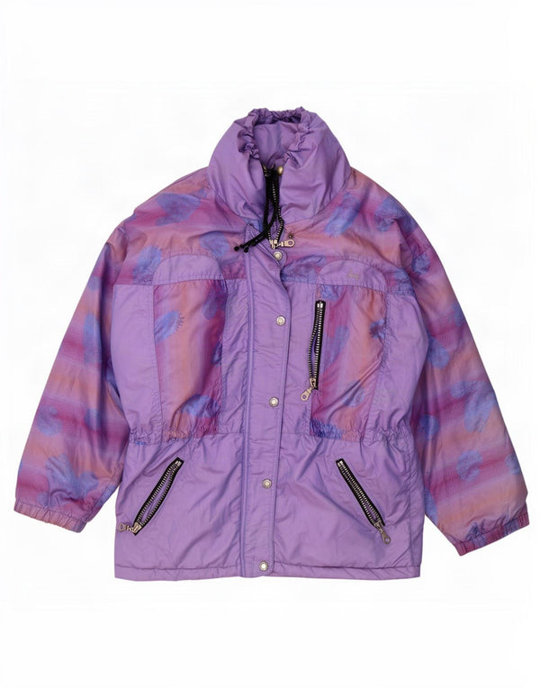 Giacca da sci imbottita con cappuccio da donna Brugi UK 18 XL viola geometrica