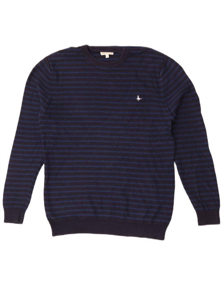 Maglione maglione girocollo da uomo Jack Wills in cotone a righe medie blu navy