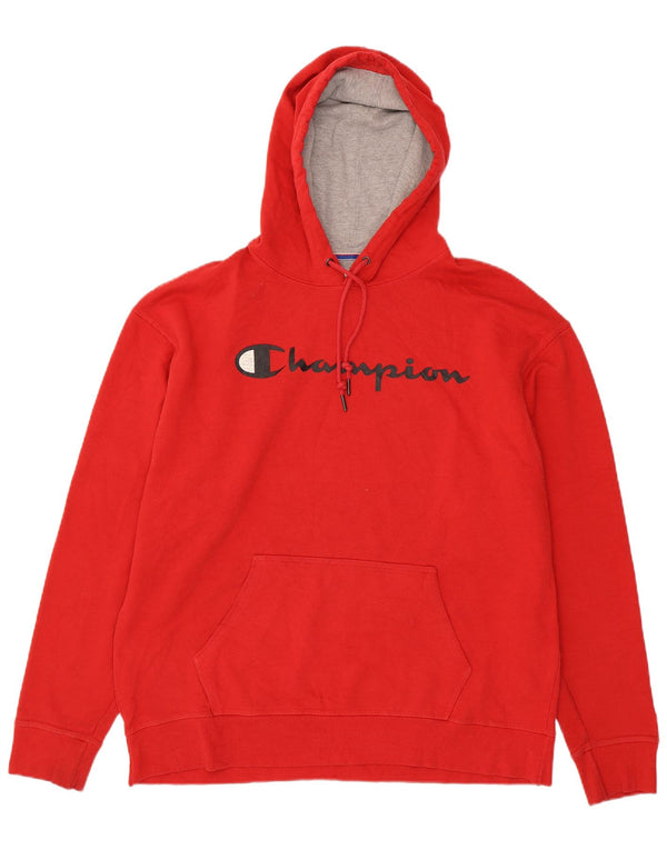 Felpa con cappuccio grafica da uomo Champion XL in cotone rosso