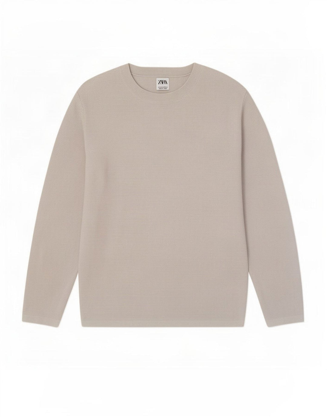 Maglione maglione girocollo da uomo Zara in cotone grigio medio