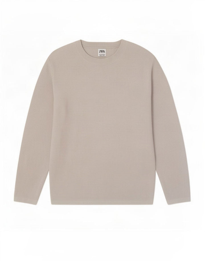 Maglione maglione girocollo da uomo Zara in cotone grigio medio