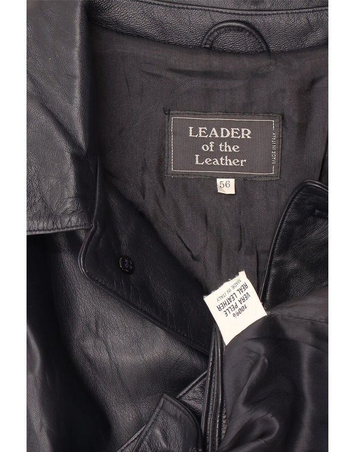 Giacca bomber in pelle da uomo vintage IT 56 3XL Pelle nera